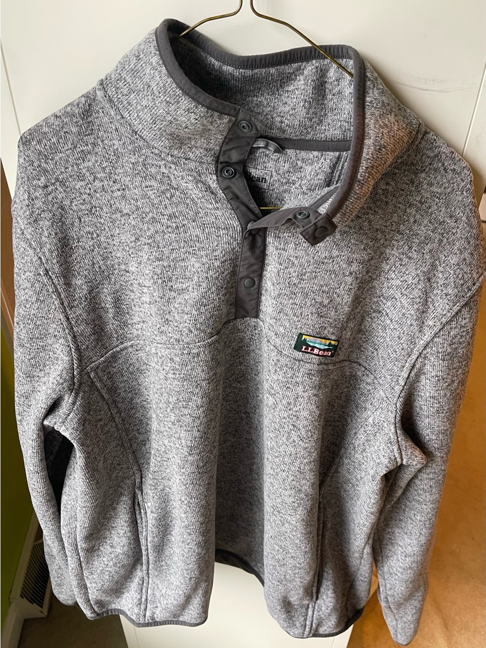 L.L. Bean Men’s Gray Heather Zip-Front Fleece Pullover